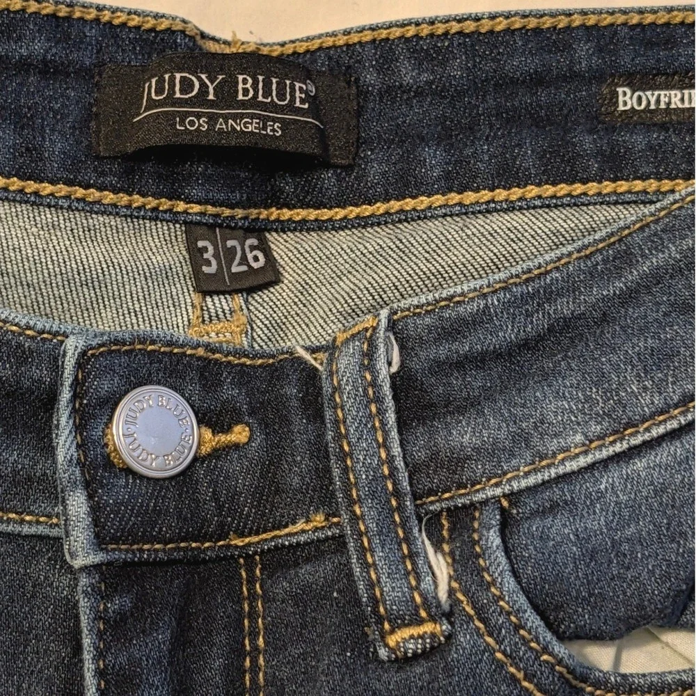 Judy Blue Distressed Boyfriend Jeans Dark Wash Paint Splatter Women's Size 3/26